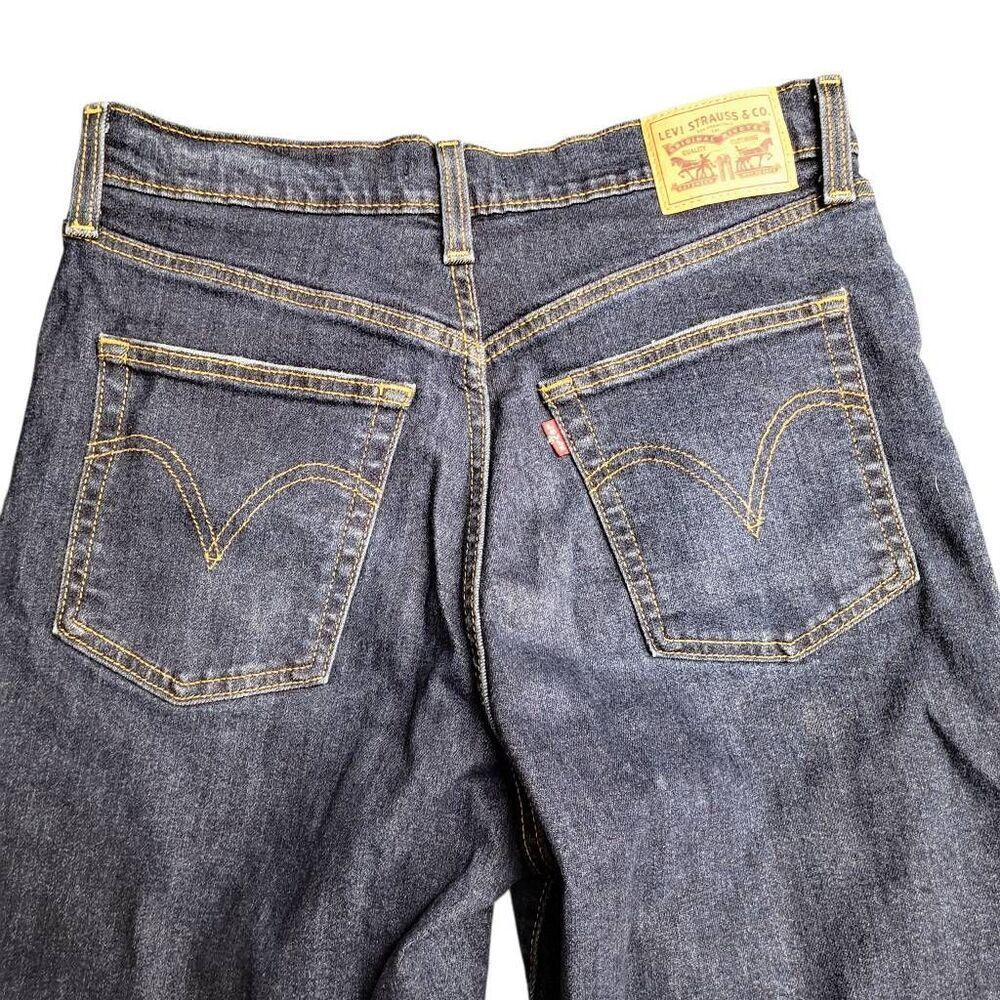 Levi's Ribcage Straight Ankle Buttonfly Ripped Torn Distressed Denim Blue Jeans - Picture 4 of 12